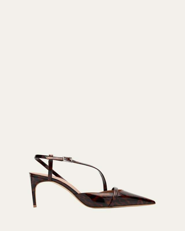 Valeria Pointed-Toe Tortoise Patent Leather Pumps